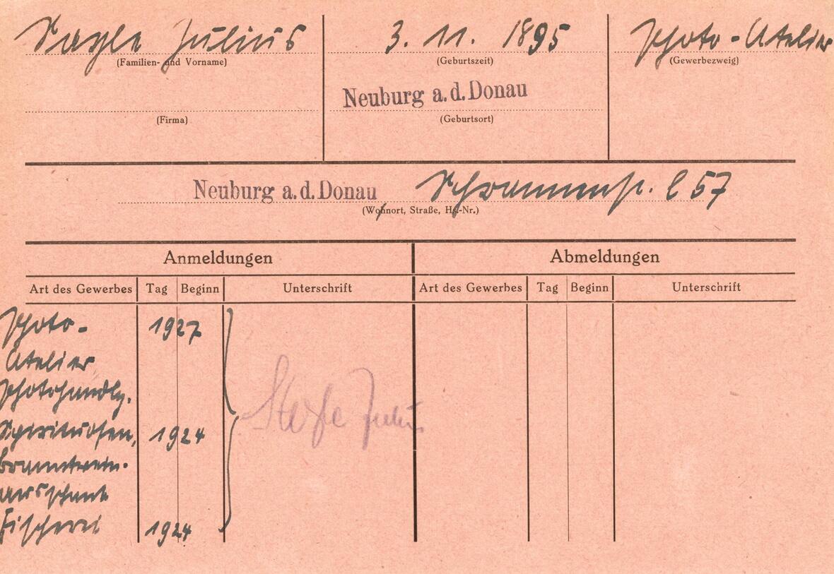 Gewerbekarte Julius Sayle Gewerbekarte von Julius Sayle